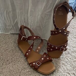 Brown Studded Sandals